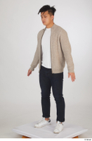  Yoshinaga Kuri blue jeans brown sweater casual dressed standing white sneakers white t shirt whole body 0002.jpg